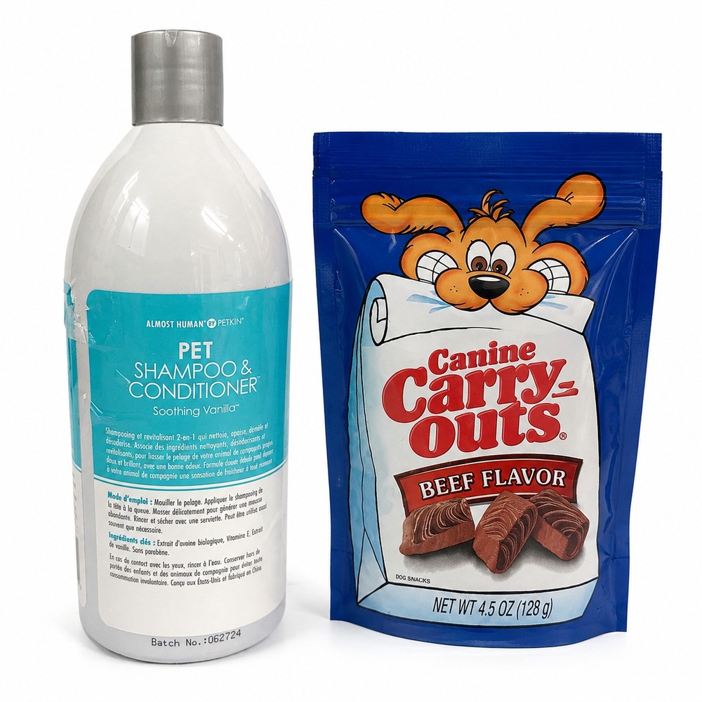 Petkin Almost Human Vanilla Pet Shampoo Conditioner 33.8oz +‎ Dog Treats